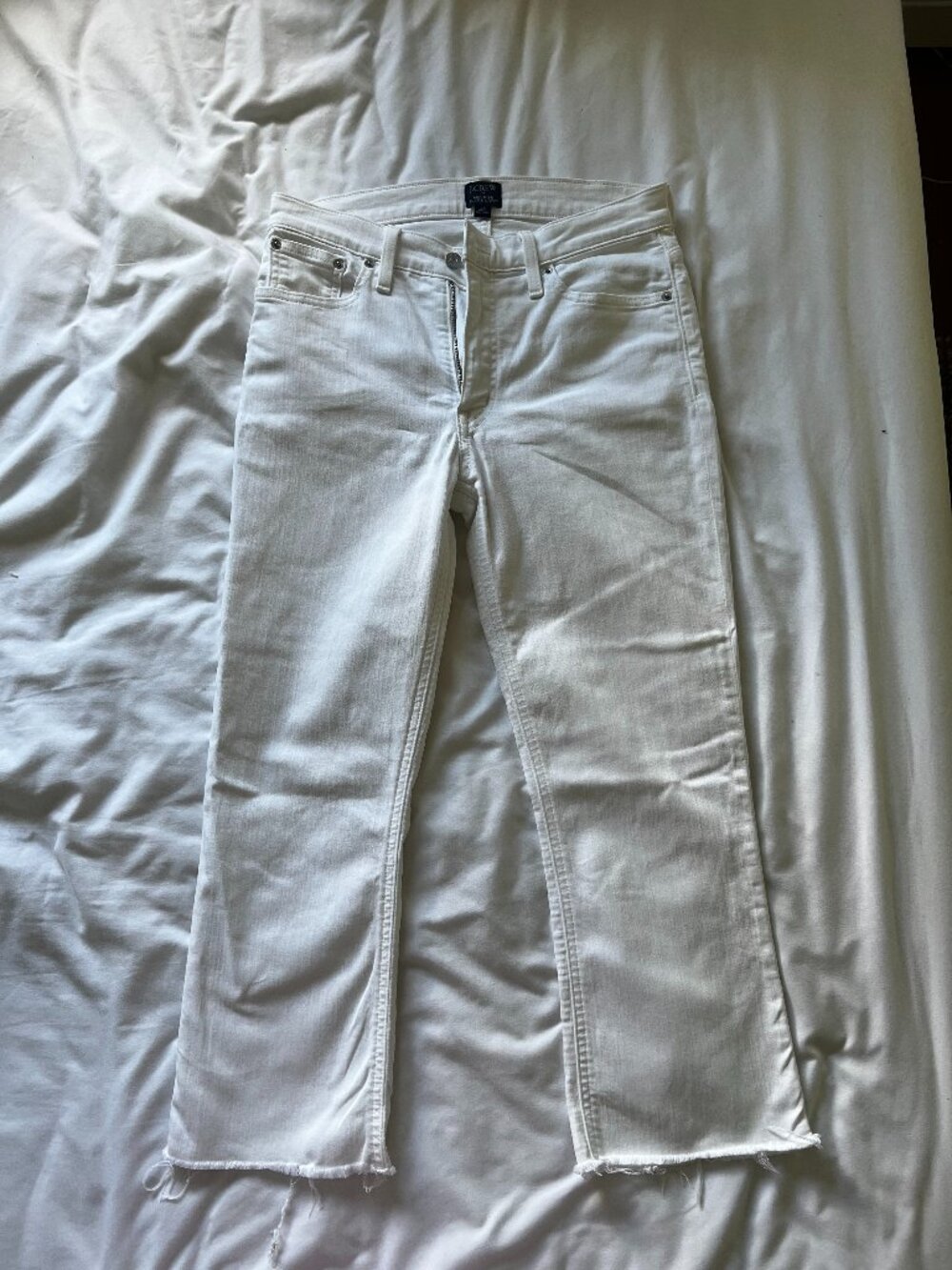 jcrew mid rise flair crop jeans